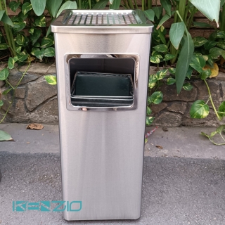 THÙNG RÁC INOX GẠT TÀN K-A34-B (SS)